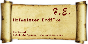 Hofmeister Emőke névjegykártya
